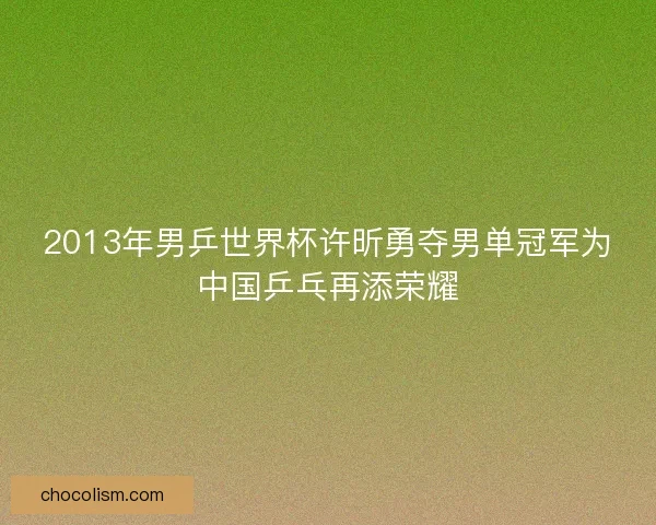 2013年男乒世界杯许昕勇夺男单冠军为中国乒乓再添荣耀